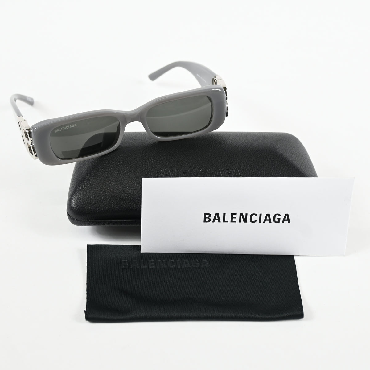Balenciaga BB0096S 014 Womens Authentic Sunglasses Gray/Silver, 51mm - New