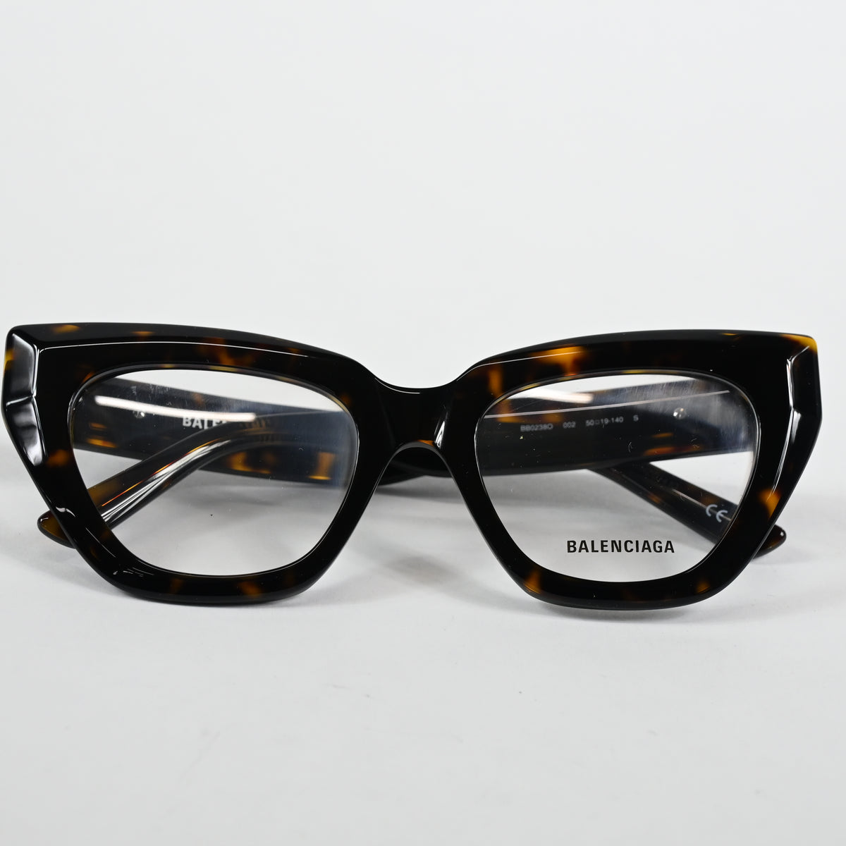 Balenciaga BB0238O 002 Womens Authentic Eyeglasses Havana/Silver, 50mm - New