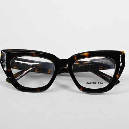 Balenciaga BB0238O 002 Womens Authentic Eyeglasses Havana/Silver, 50mm - New
