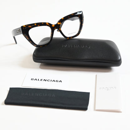 Balenciaga BB0238O 002 Womens Authentic Eyeglasses Havana/Silver, 50mm - New