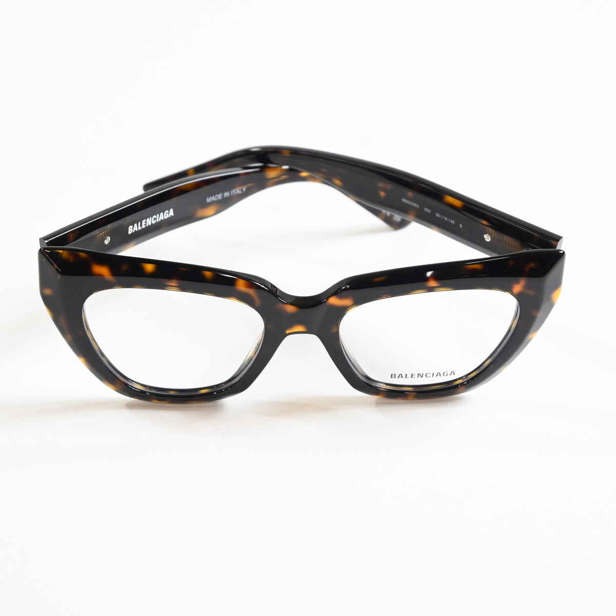 Balenciaga BB0238O 002 Womens Authentic Eyeglasses Havana/Silver, 50mm - New
