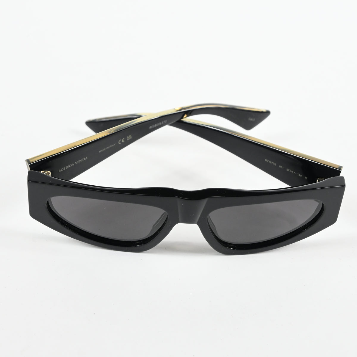 Bottega BV1277S 001 Womens Authentic Sunglasses Black/Gold, 57mm - New