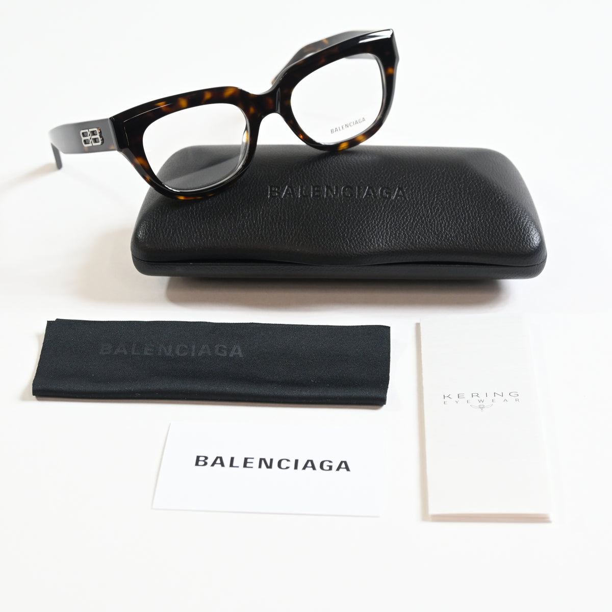 Balenciaga BB0239O 002 Unisex Authentic Eyeglasses Havana/Silver, 50mm - New