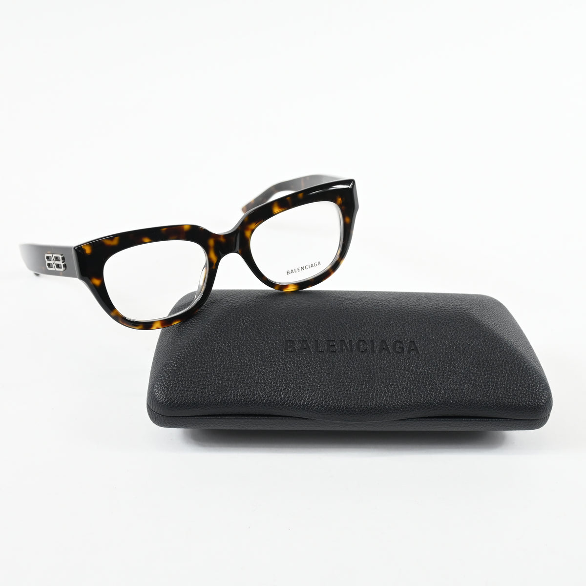 Balenciaga BB0239O 002 Unisex Authentic Eyeglasses Havana/Silver, 50mm - New