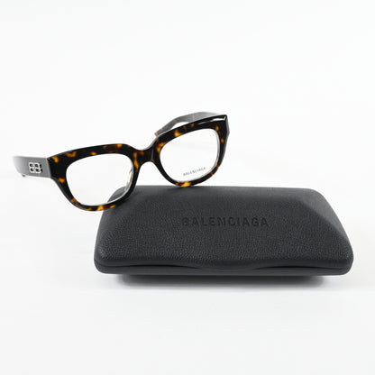 Balenciaga BB0239O 002 Unisex Authentic Eyeglasses Havana/Silver, 50mm - New