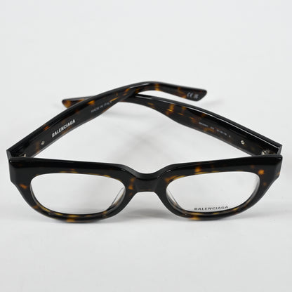 Balenciaga BB0239O 002 Unisex Authentic Eyeglasses Havana/Silver, 50mm - New