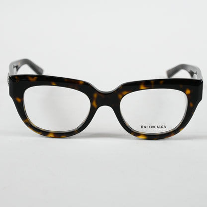 Balenciaga BB0239O 002 Unisex Authentic Eyeglasses Havana/Silver, 50mm - New