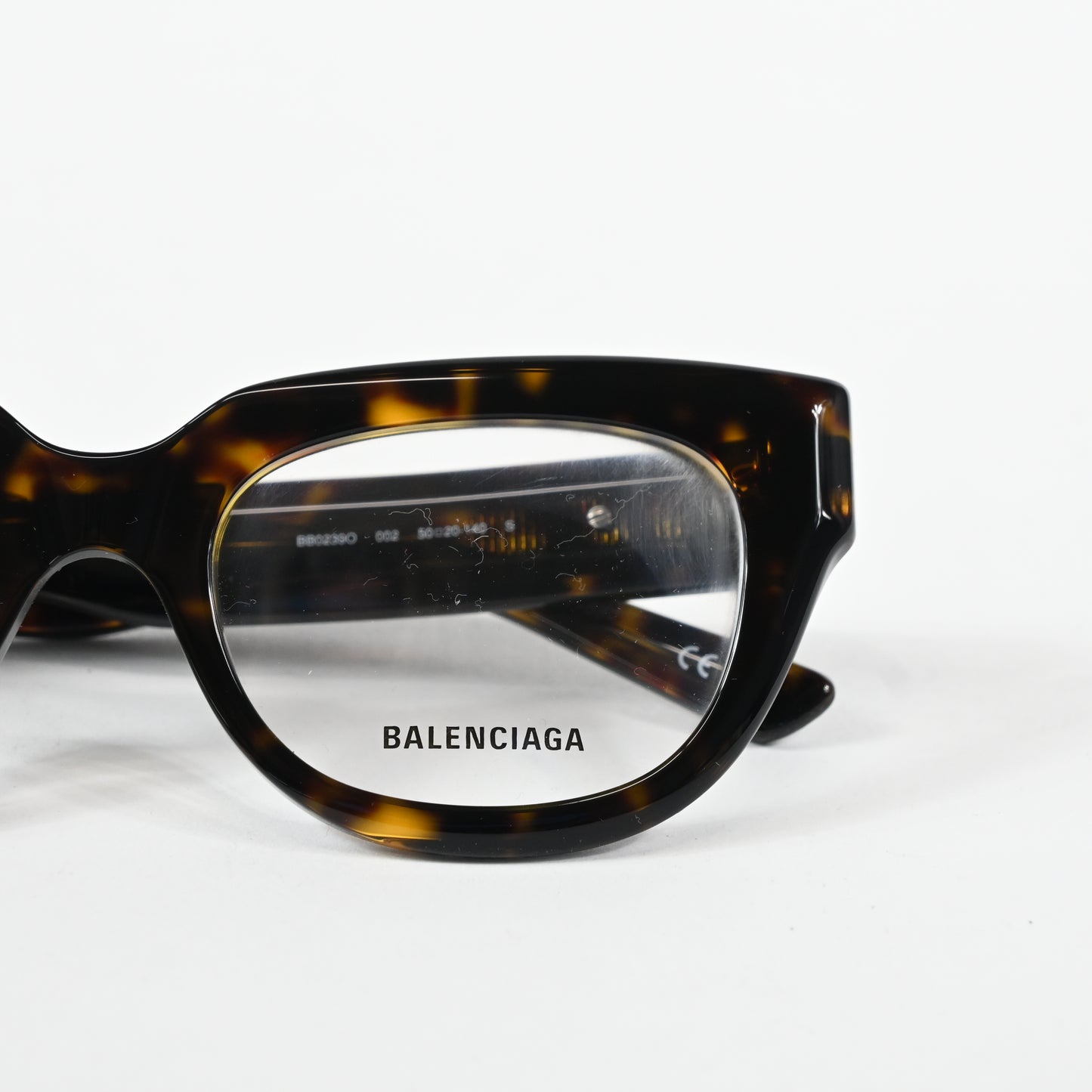 Balenciaga BB0239O 002 Unisex Authentic Eyeglasses Havana/Silver, 50mm - New