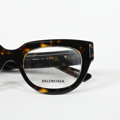 Balenciaga BB0239O 002 Unisex Authentic Eyeglasses Havana/Silver, 50mm - New