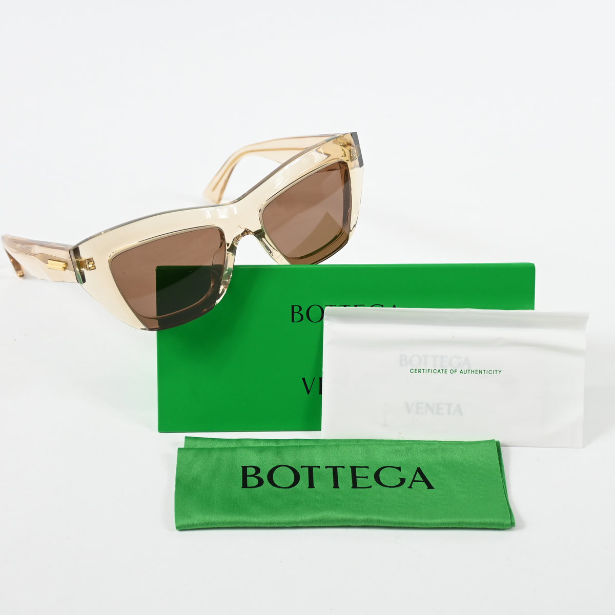 Bottega BV1218S 003 Womens Authentic Sunglasses Clear Beige, 52mm - New