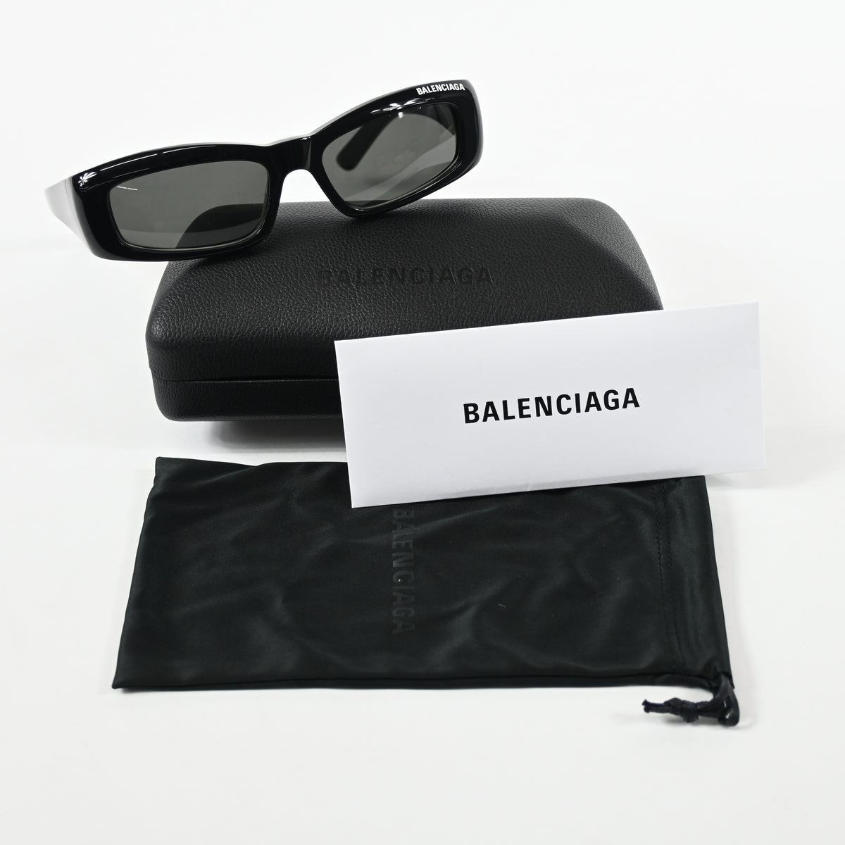 Balenciaga BB0266S 001 Unisex Authentic Sunglasses Black/Gray, 57mm - New