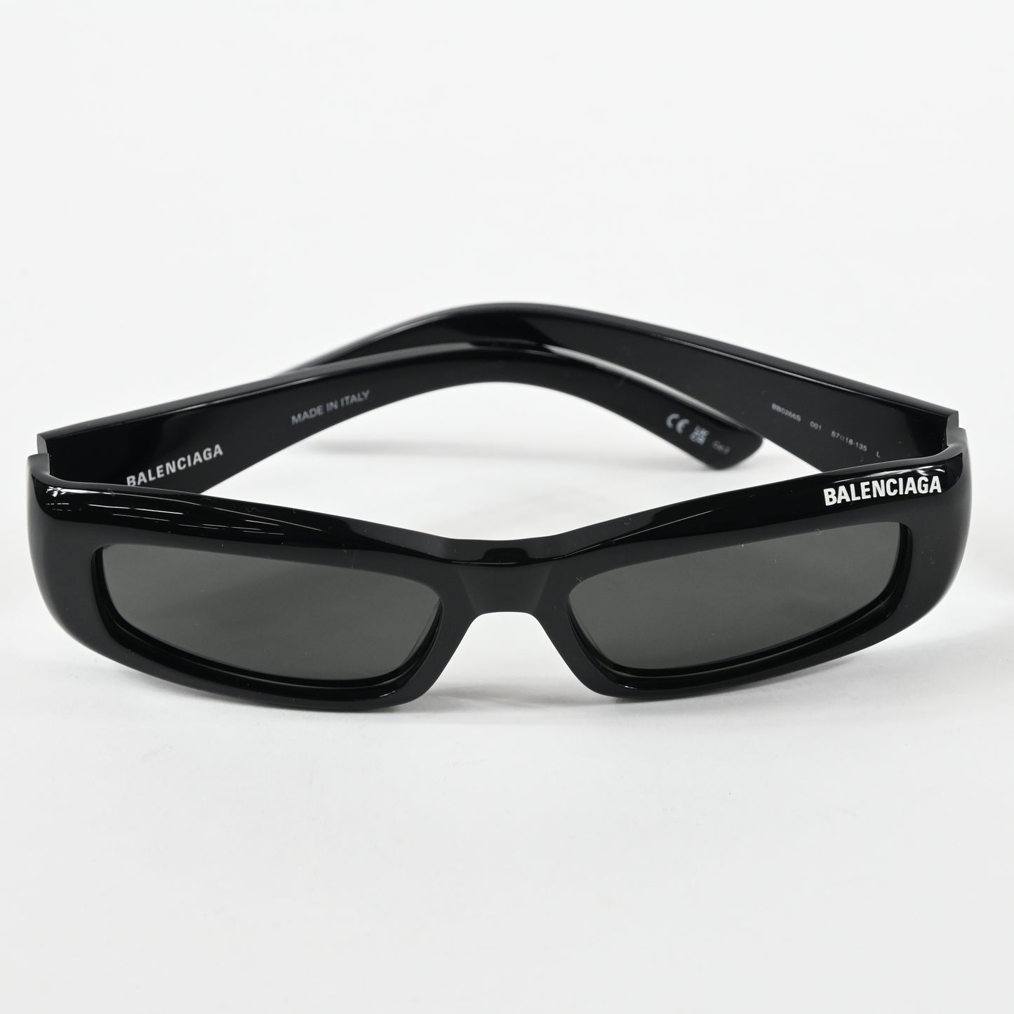 Balenciaga BB0266S 001 Unisex Authentic Sunglasses Black/Gray, 57mm - New