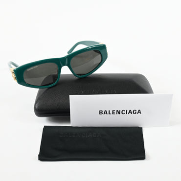 Balenciaga BB0095S 005 Womens Authentic Sunglasses Green/Gold, 53mm - New
