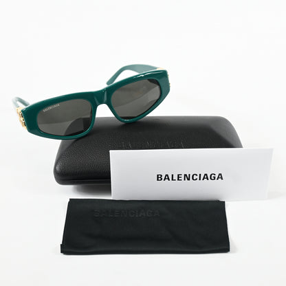 Balenciaga BB0095S 005 Womens Authentic Sunglasses Green/Gold, 53mm - New