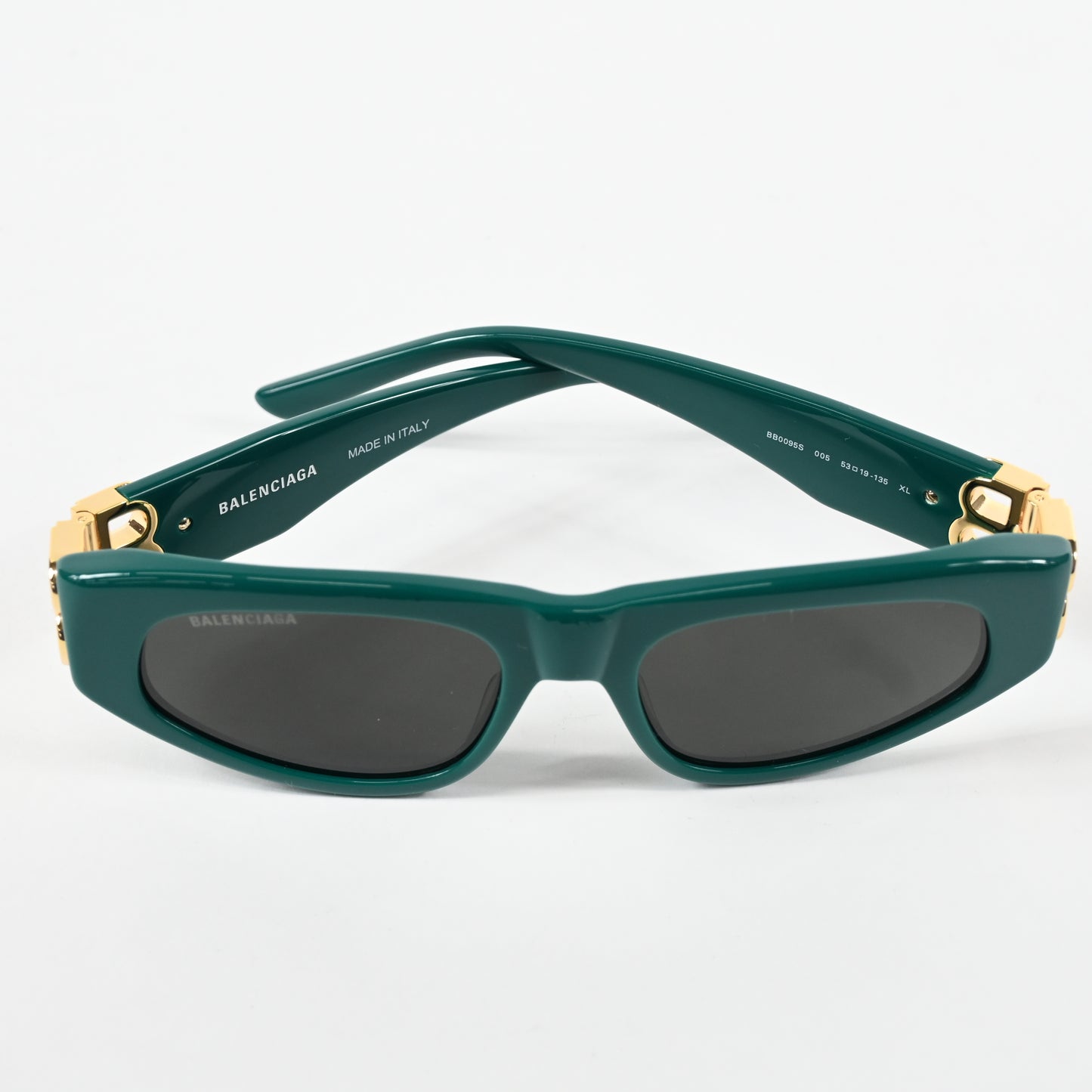 Balenciaga BB0095S 005 Womens Authentic Sunglasses Green/Gold, 53mm - New