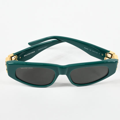 Balenciaga BB0095S 005 Womens Authentic Sunglasses Green/Gold, 53mm - New