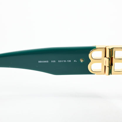 Balenciaga BB0095S 005 Womens Authentic Sunglasses Green/Gold, 53mm - New