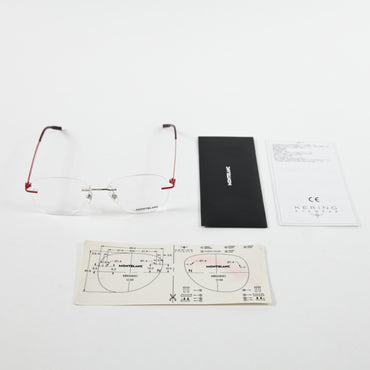 Montblanc MB0283O 004 Mens Authentic Eyeglasses Red/Silver, 55mm - New