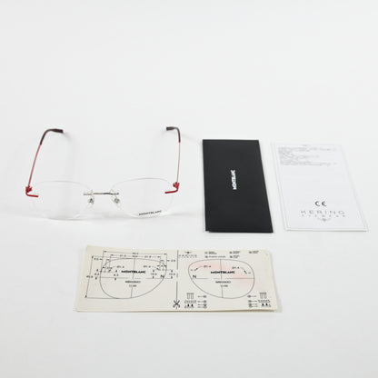 Montblanc MB0283O 004 Mens Authentic Eyeglasses Red/Silver, 55mm - New