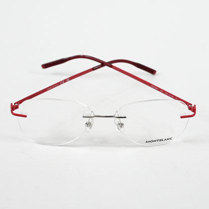 Montblanc MB0283O 004 Mens Authentic Eyeglasses Red/Silver, 55mm - New