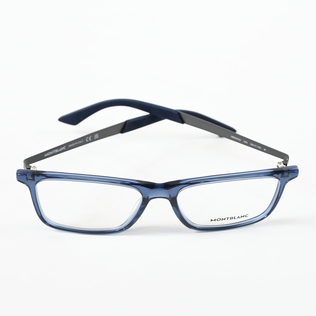 Montblanc MB0333O 003 Mens Authentic Eyeglasses Ruthenium/Blue, 55mm - New