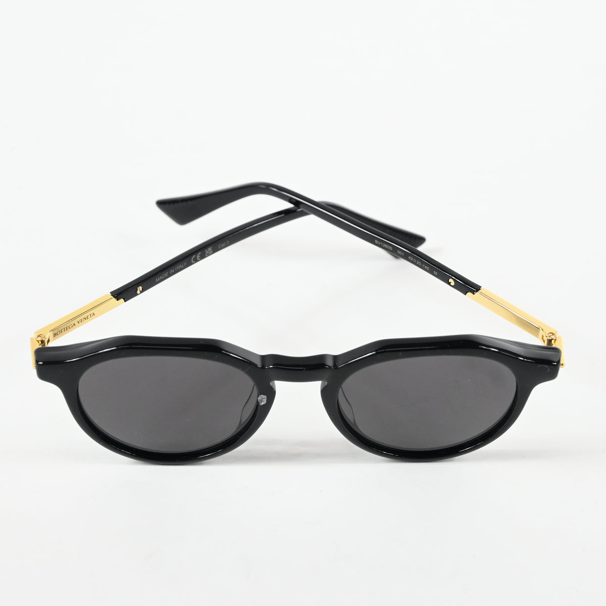 Bottega BV1260S 001 Mens Authentic Sunglasses Black/Gold, 49mm - New