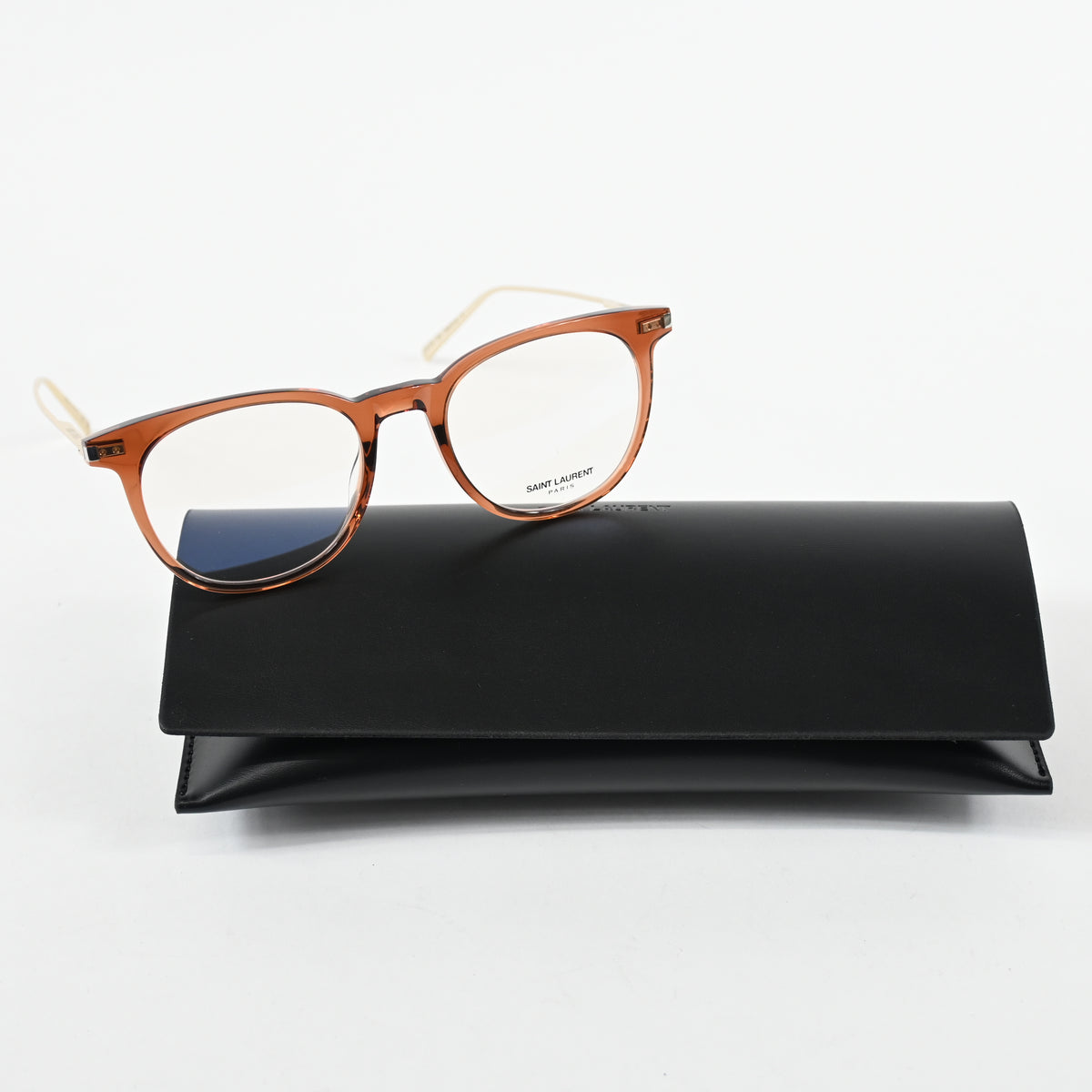 Yves Saint Laurent SL-579O 003 Mens Authentic Eyeglasses Brown/Gold, 49mm - New