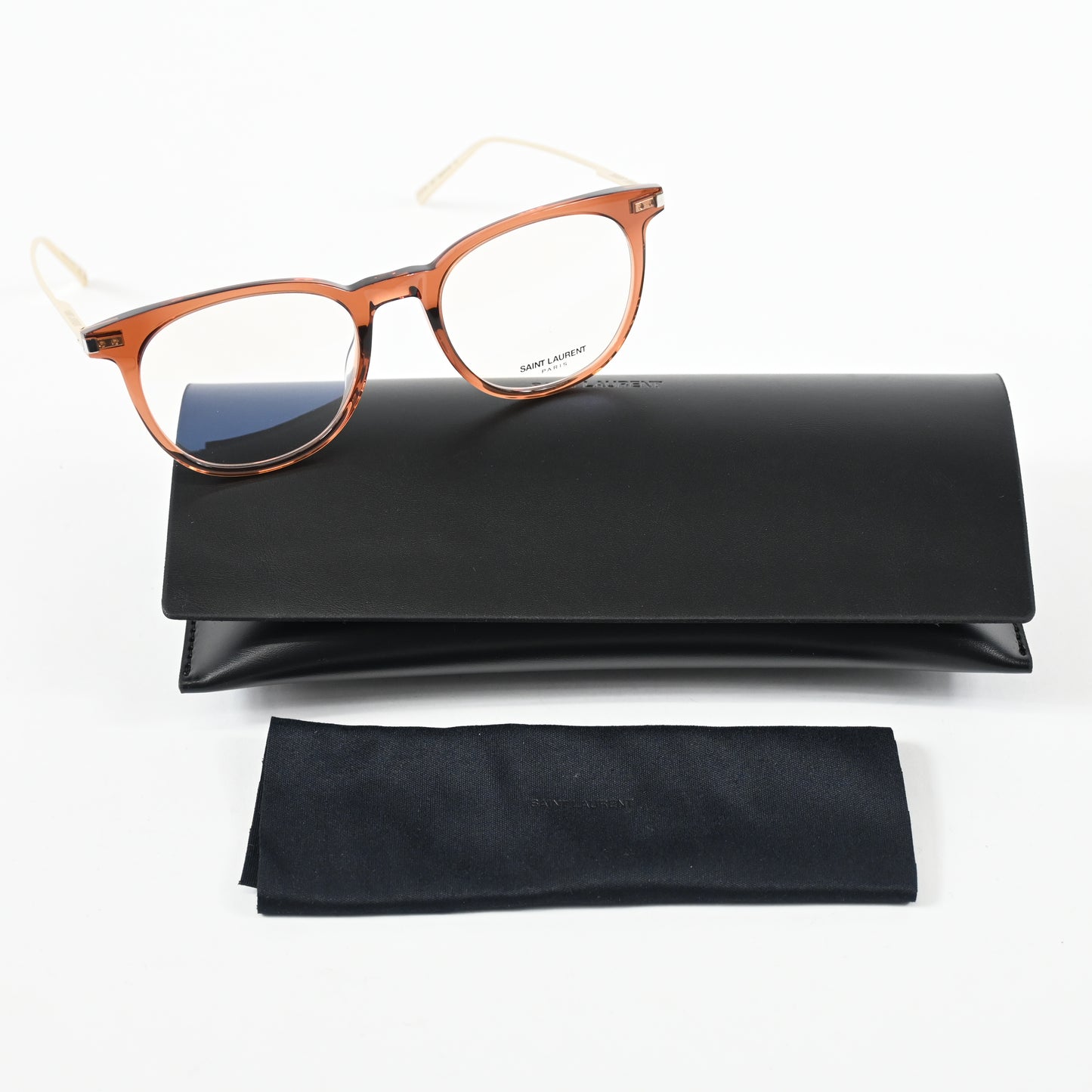 Yves Saint Laurent SL-579O 003 Mens Authentic Eyeglasses Brown/Gold, 49mm - New