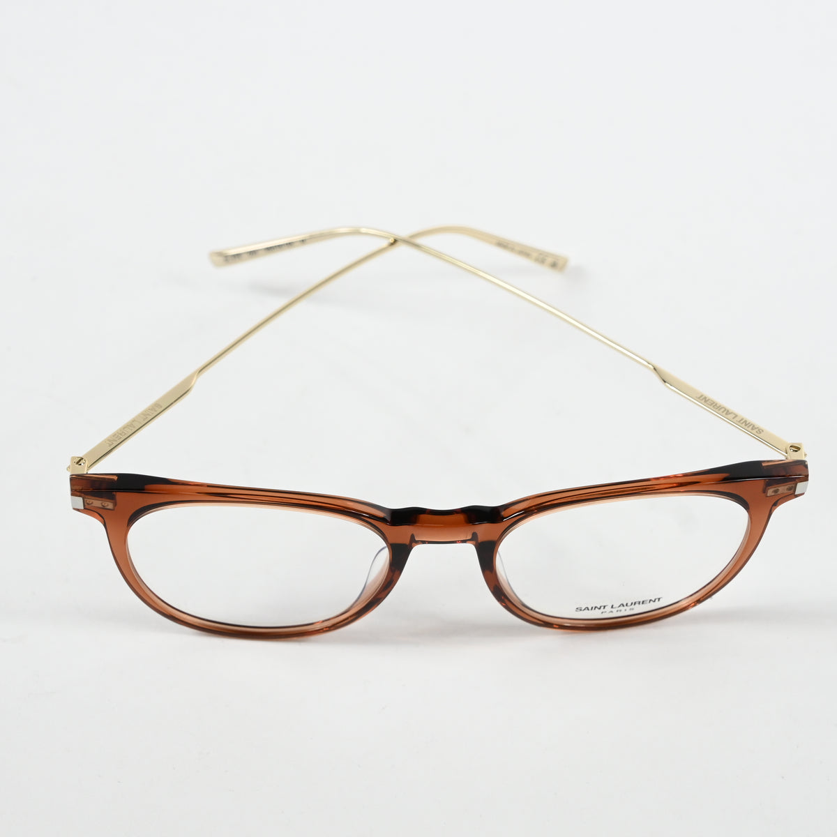 Yves Saint Laurent SL-579O 003 Mens Authentic Eyeglasses Brown/Gold, 49mm - New