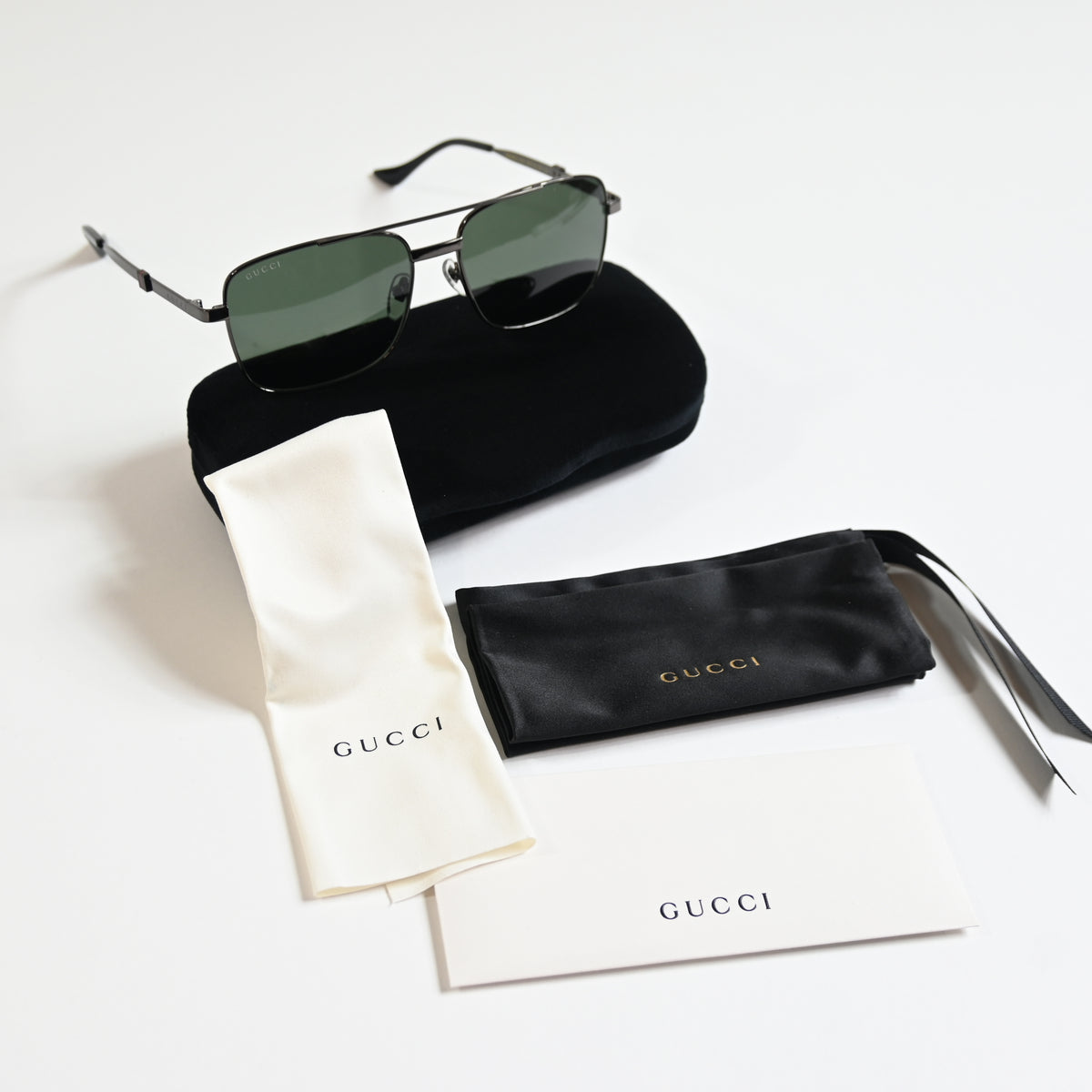Gucci GG1441S 001 Mens Authentic Sunglasses Ruthenium Gray, 58mm - New