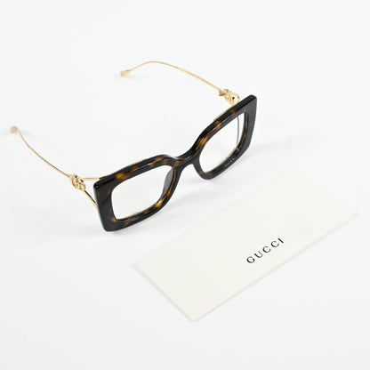 Gucci GG1567O 002 Womens Authentic Eyeglasses Havana/Gold, 52mm - New