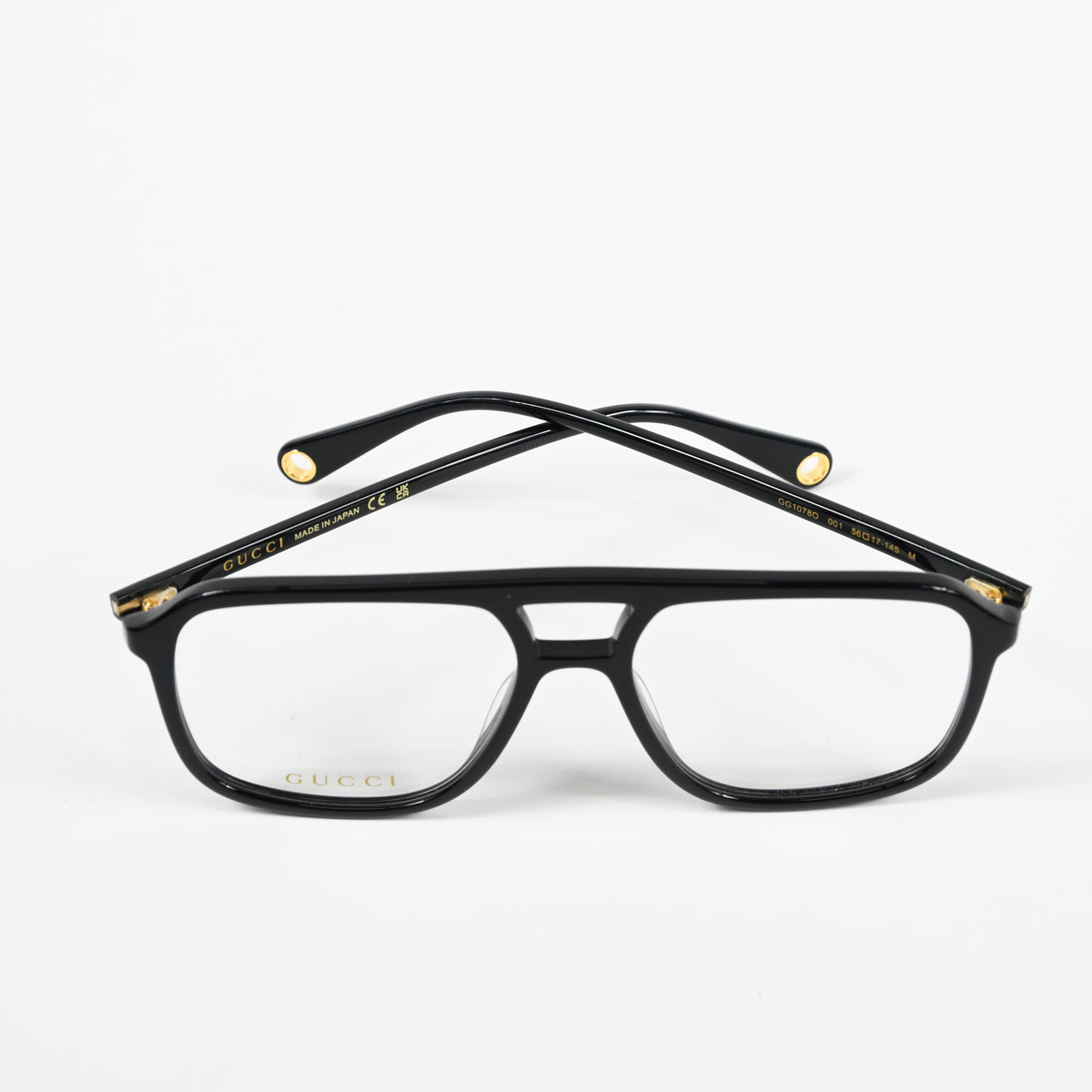 Gucci GG1078O 001 Womens Authentic Eyeglasses Black/Gold, 56mm - New