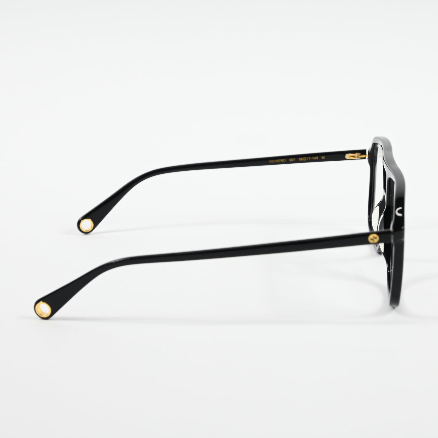 Gucci GG1078O 001 Womens Authentic Eyeglasses Black/Gold, 56mm - New