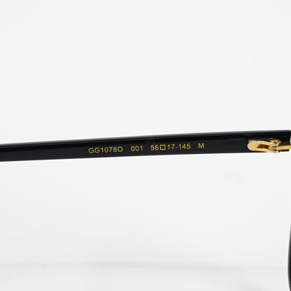 Gucci GG1078O 001 Womens Authentic Eyeglasses Black/Gold, 56mm - New