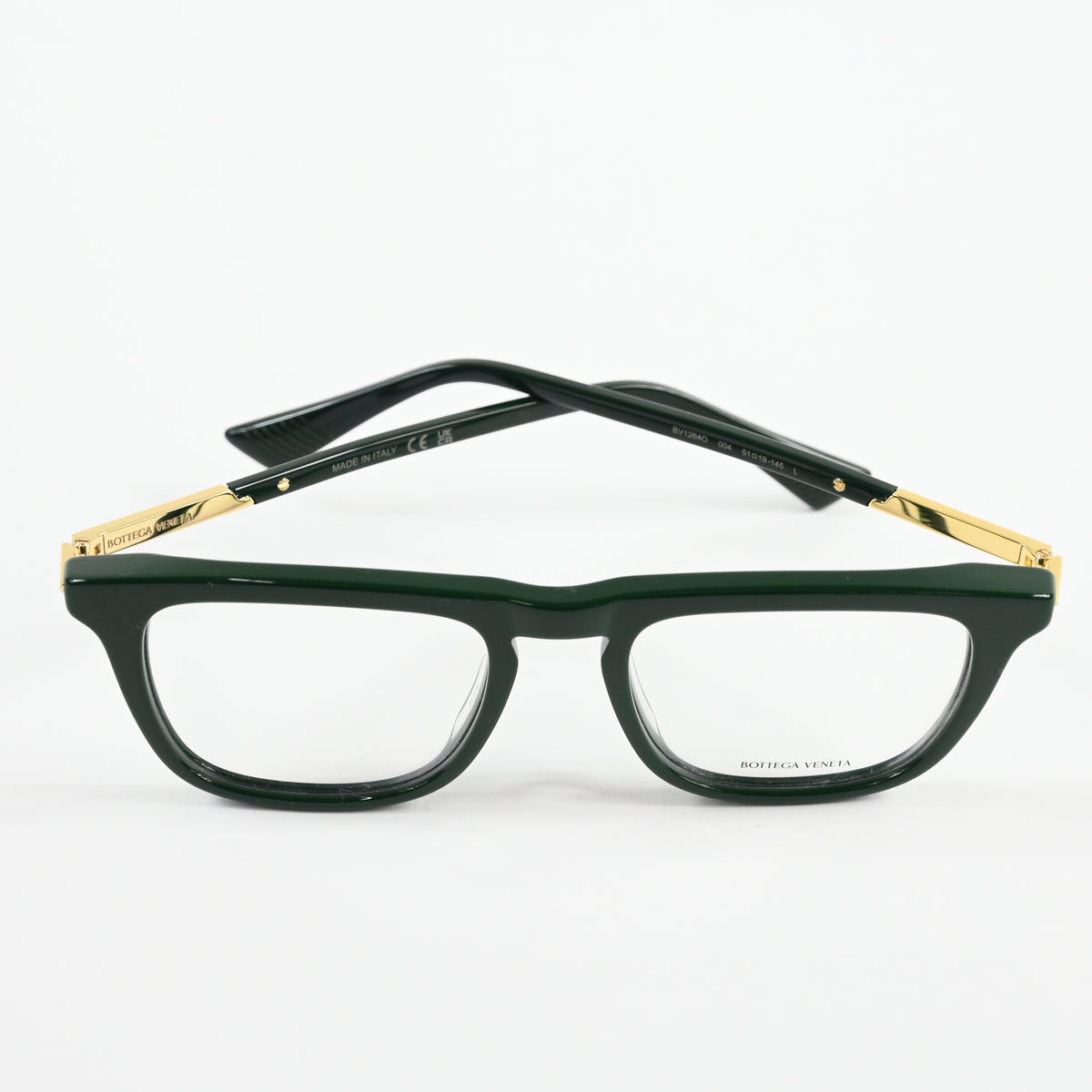 Bottega BV1264O 004 Mens Authentic Eyeglasses Green/Gold, 51mm - New