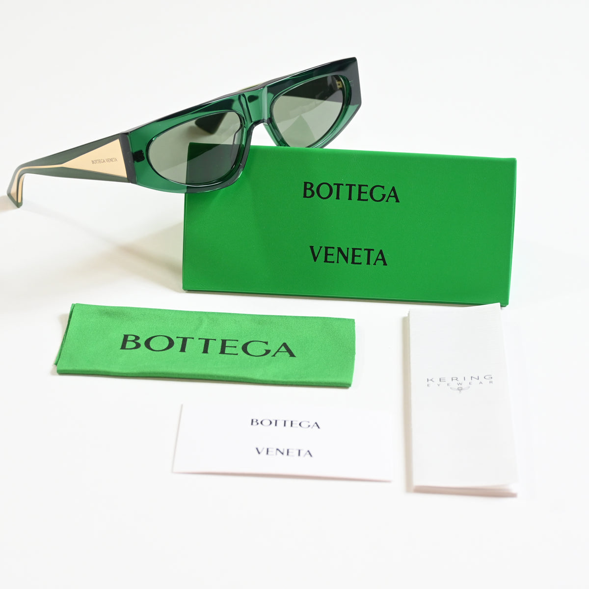 Bottega BV1277S 003 Womens Authentic Sunglasses Green/Gold, 57mm - New