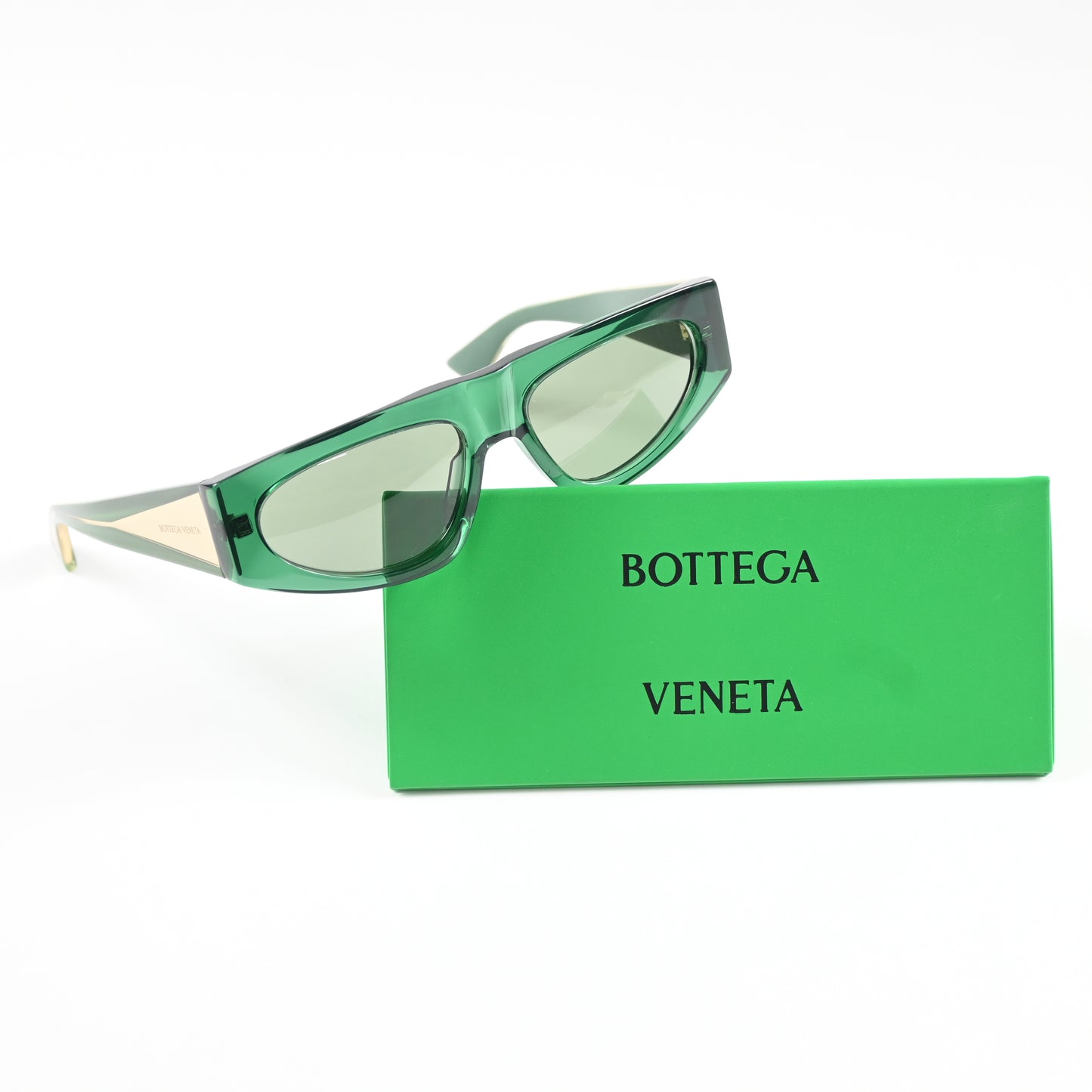 Bottega BV1277S 003 Womens Authentic Sunglasses Green/Gold, 57mm - New