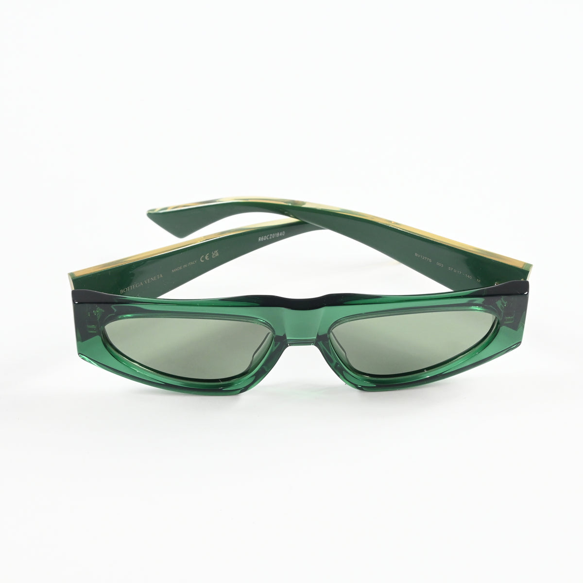 Bottega BV1277S 003 Womens Authentic Sunglasses Green/Gold, 57mm - New