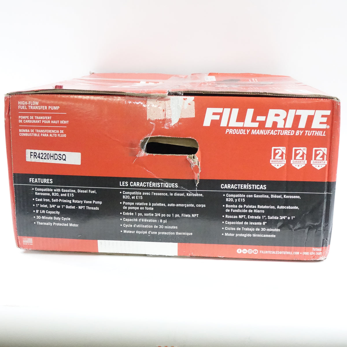 Fill-Rite FR4220HDSQ 12V 20 GPM Fuel Transfer Pump with Discharge Hose-Green