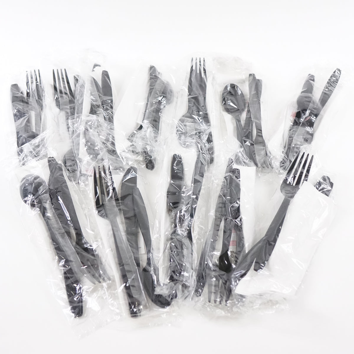 WNA 6-Piece Cutlery Kit, 1-Ply Napkin, Black Styrene Knife-Fork-Spoon