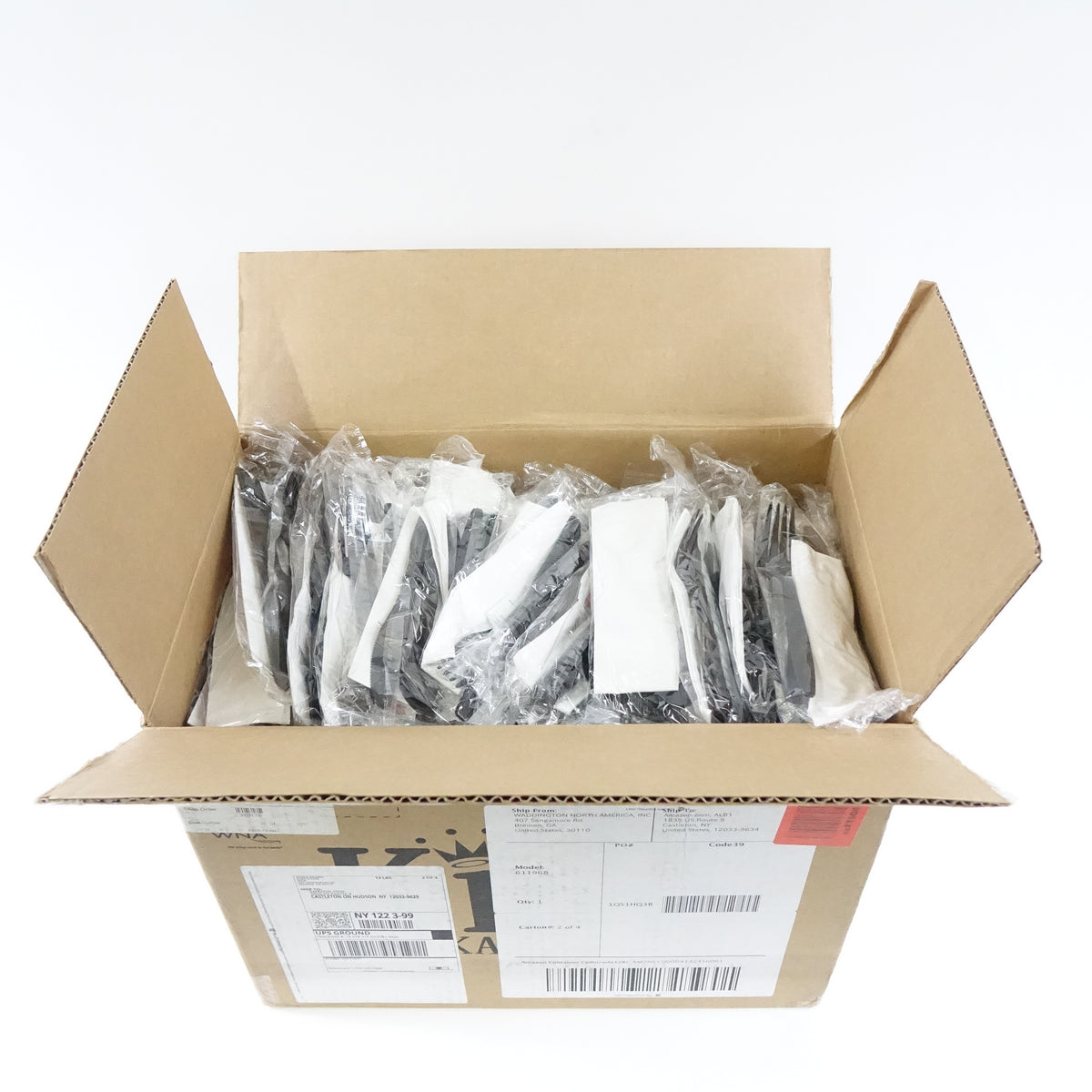 WNA 6-Piece Cutlery Kit, 1-Ply Napkin, Black Styrene Knife-Fork-Spoon
