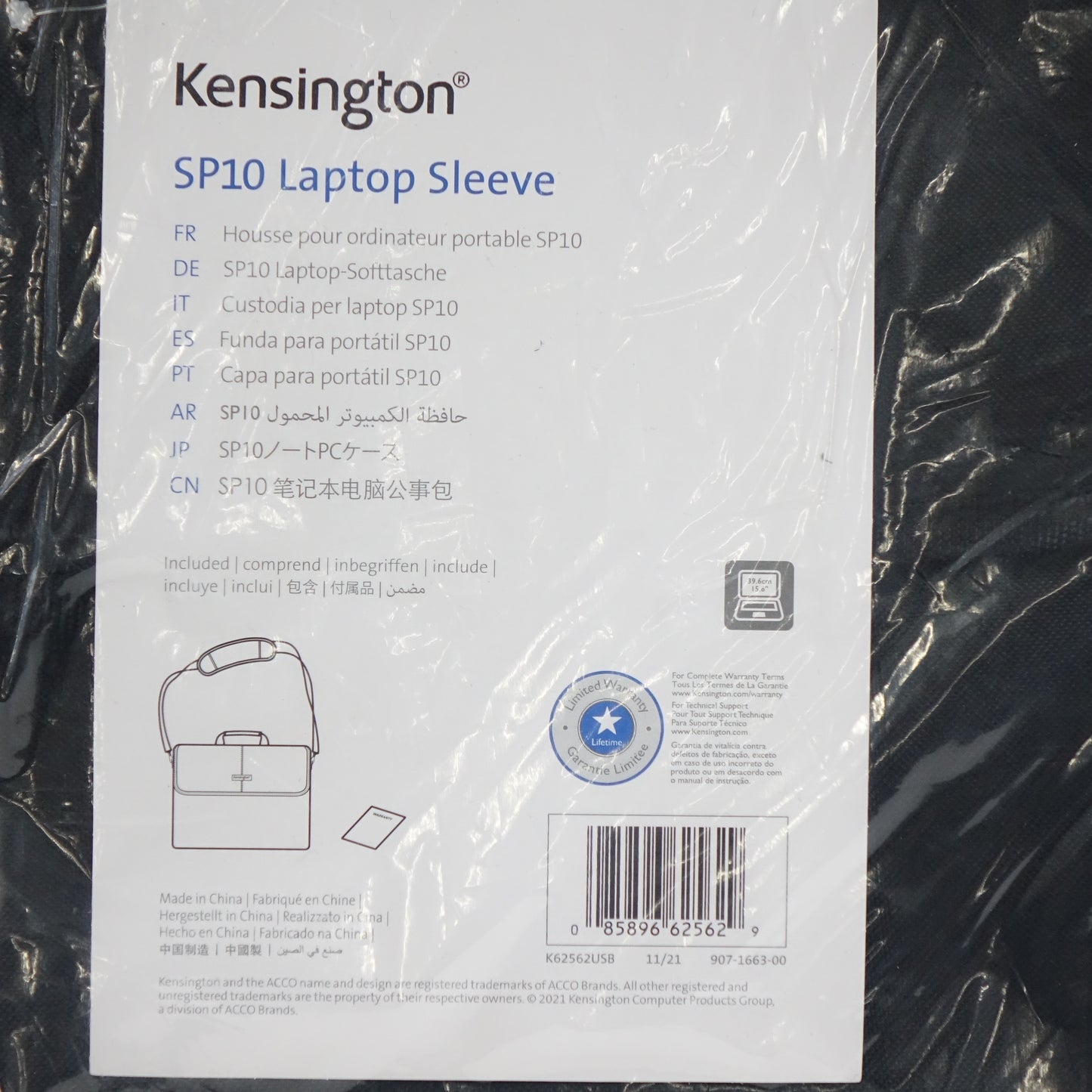 Kensington SP10 Carrying Case (Sleeve) for 15.6" Notebook Protective Cover - New