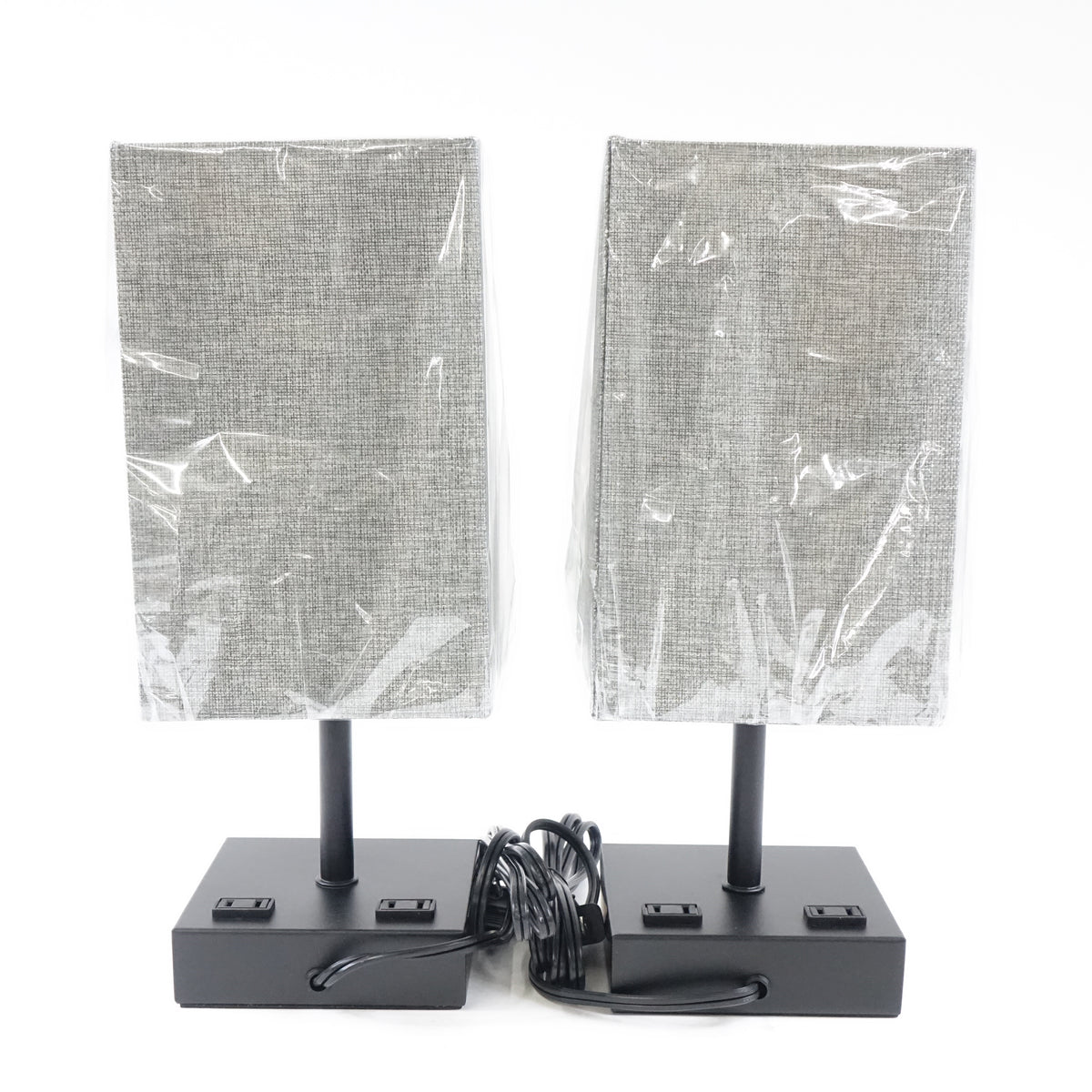 Bedside Table Lamp, Touch Control Table Lamp, Grey Fabric Shade