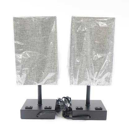 Bedside Table Lamp, Touch Control Table Lamp, Grey Fabric Shade