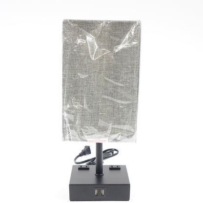 Bedside Table Lamp, Touch Control Table Lamp, Grey Fabric Shade