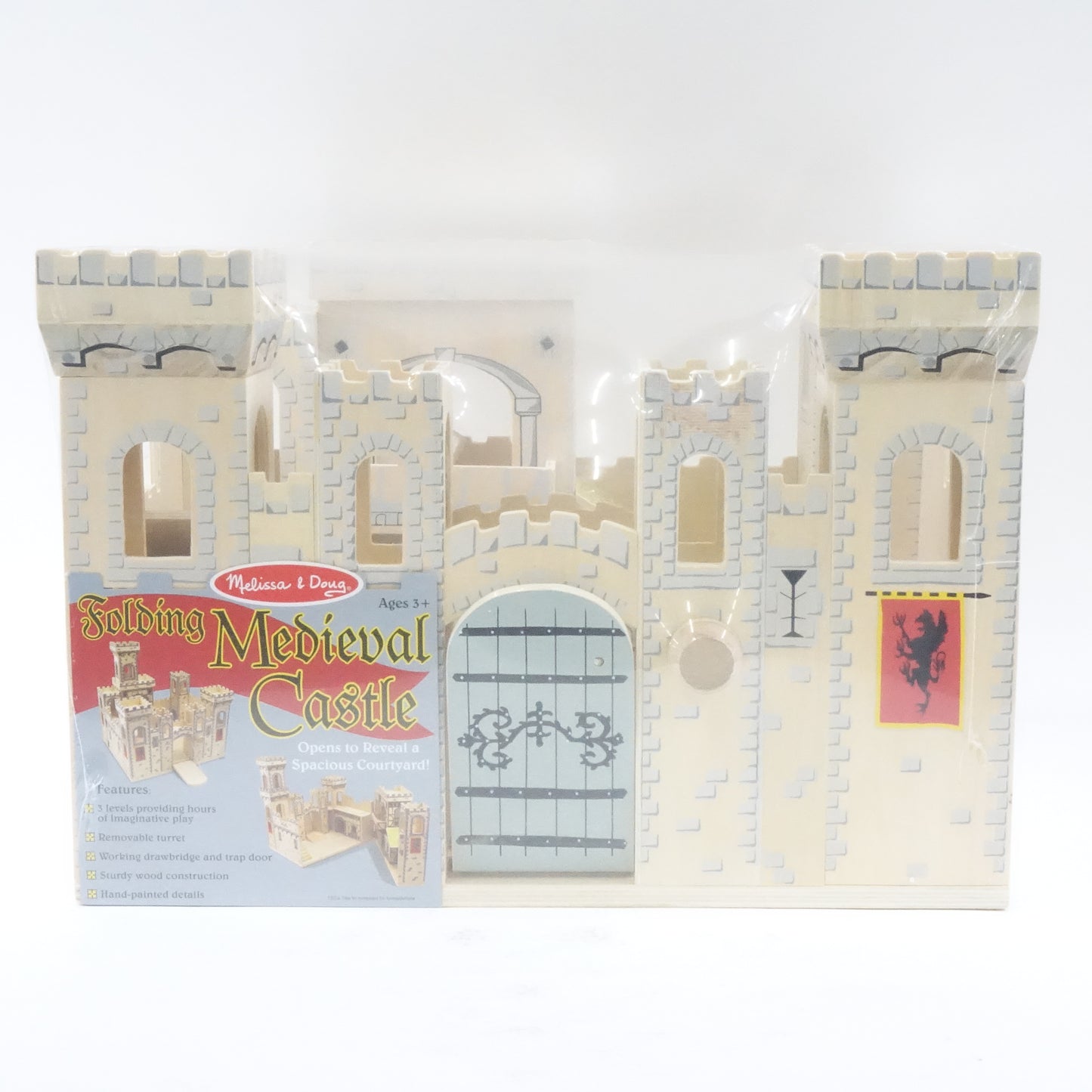 Melissa & Doug Deluxe Folding Medieval Wooden Castle- Hinged for Compact Storage