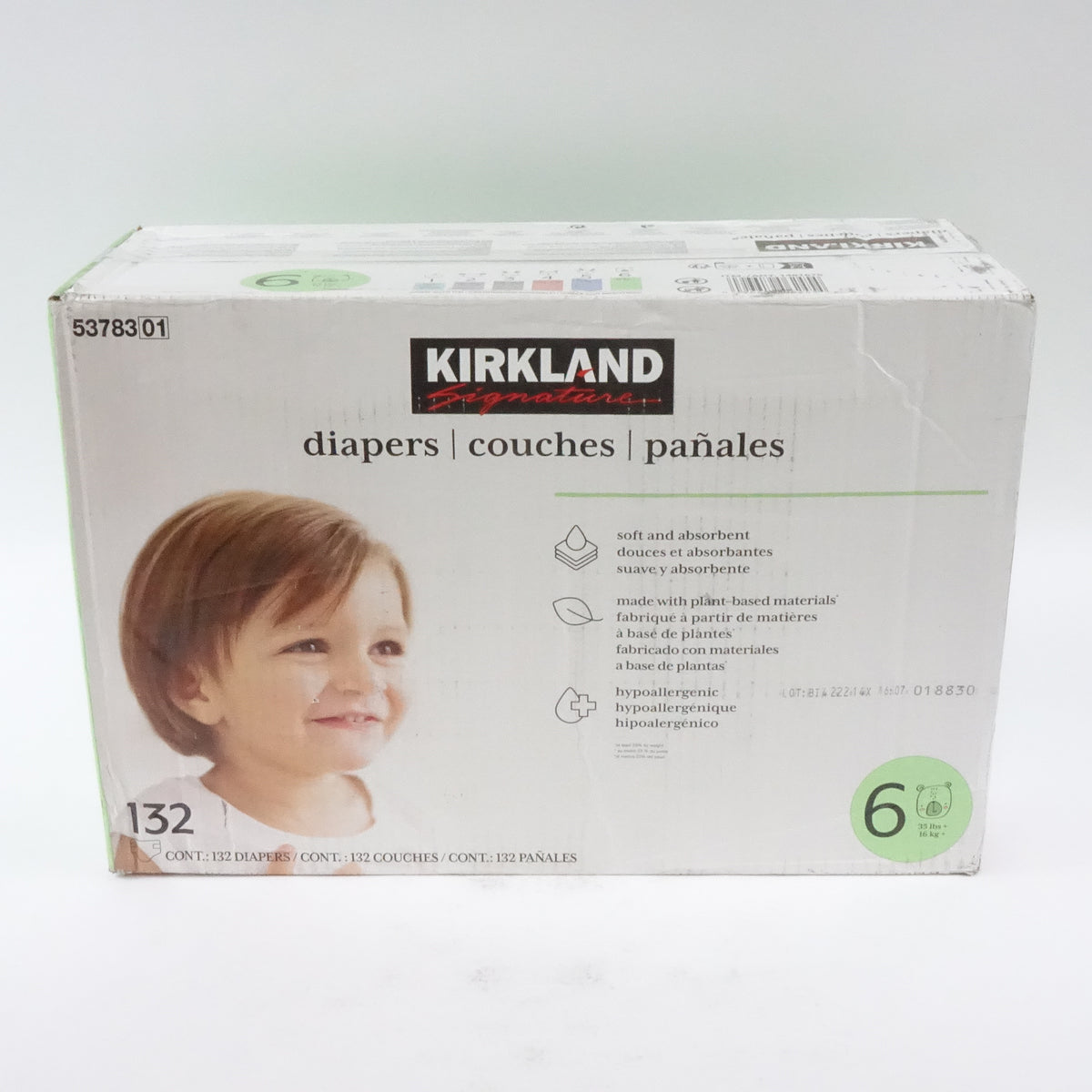 Kirkland Signature Diapers, Size 6 (132 Count) - Open Box
