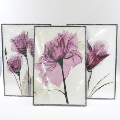 Canvas Framed Wall Art Large size 16 "X 24" 3 Pieces Of Modern Abstract Flowers
