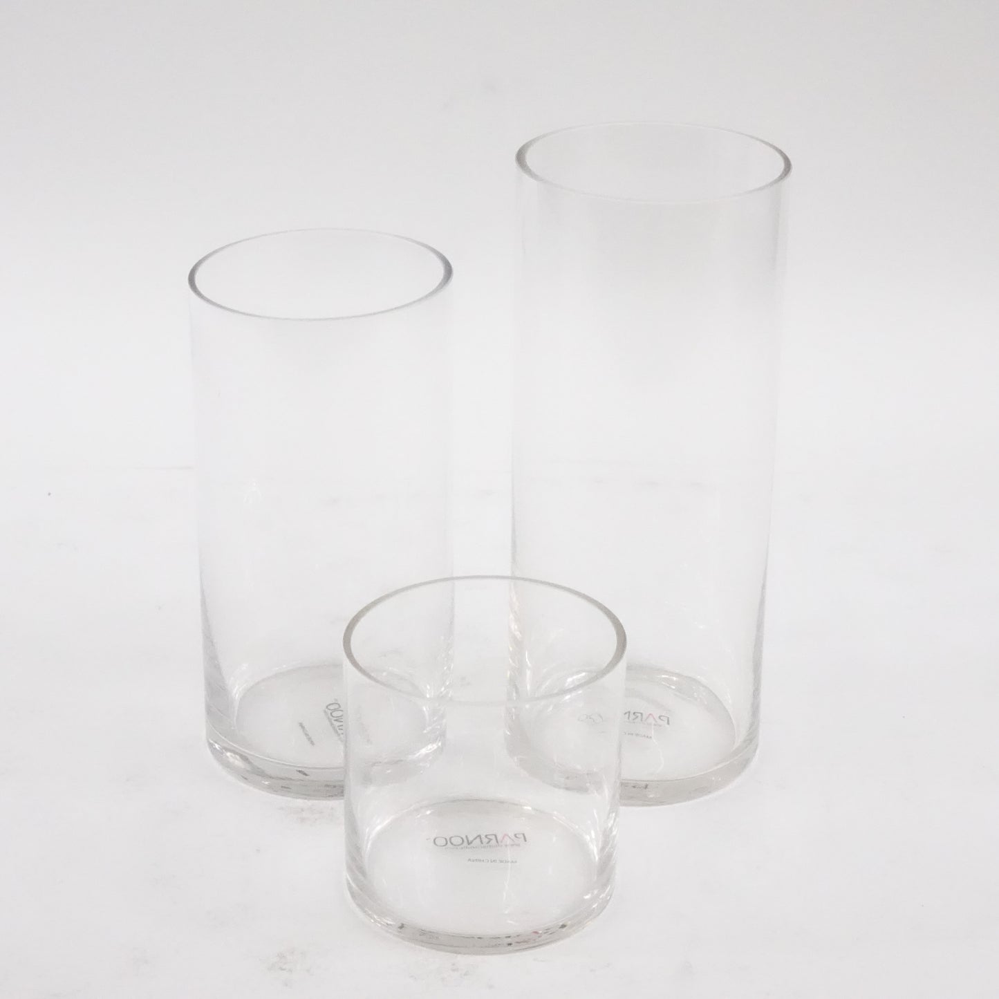 Set of 3 Glass Cylinder Vases 4, 8, 10 Inch Tall