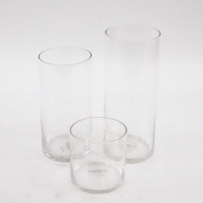 Set of 3 Glass Cylinder Vases 4, 8, 10 Inch Tall